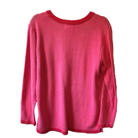 Quacker‎ Factory Sweater Size M Pink Snowman Sequins Long Sleeve Beaded Holidays - Picture 4 of 9